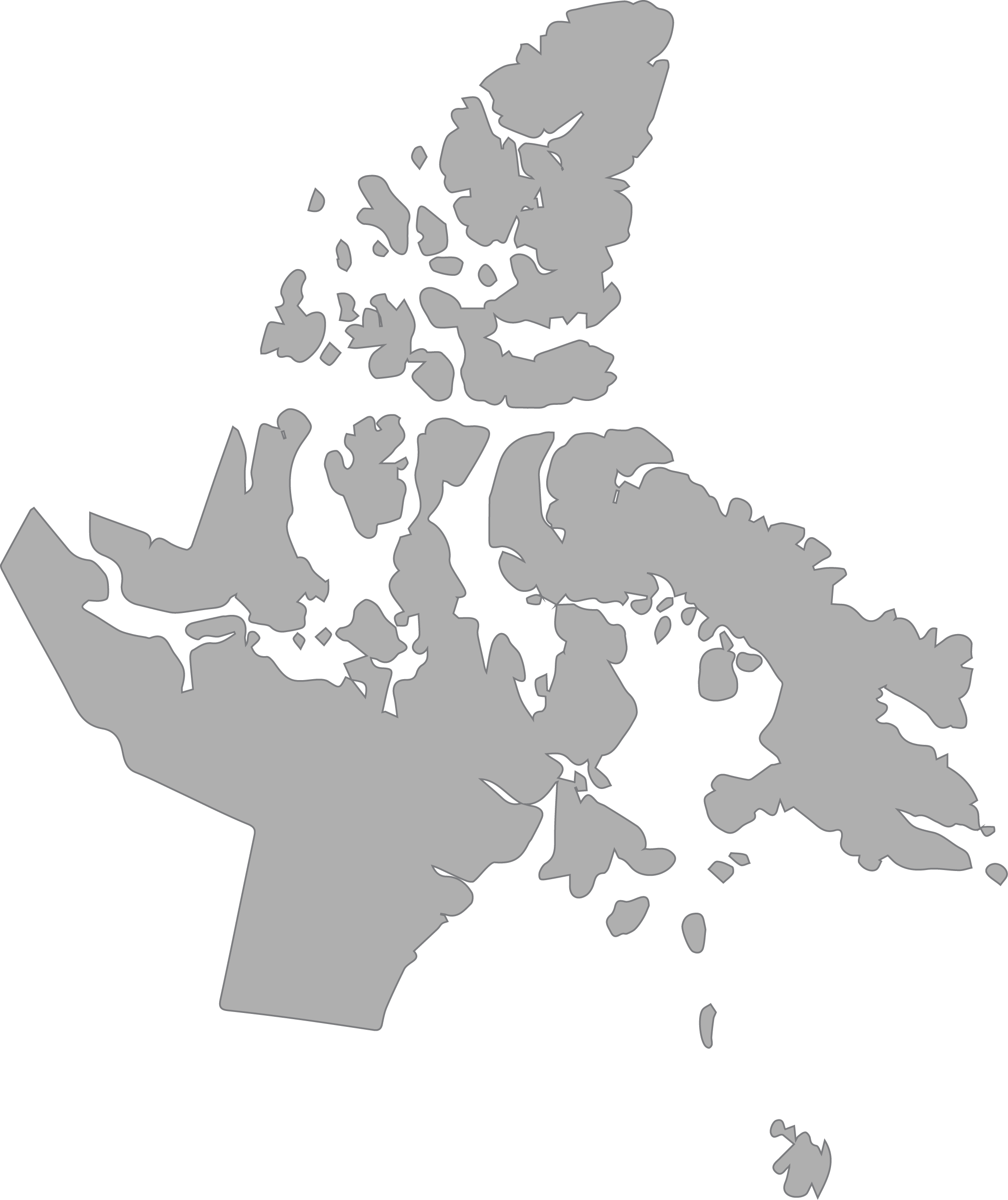 Outlined map of Nunavut